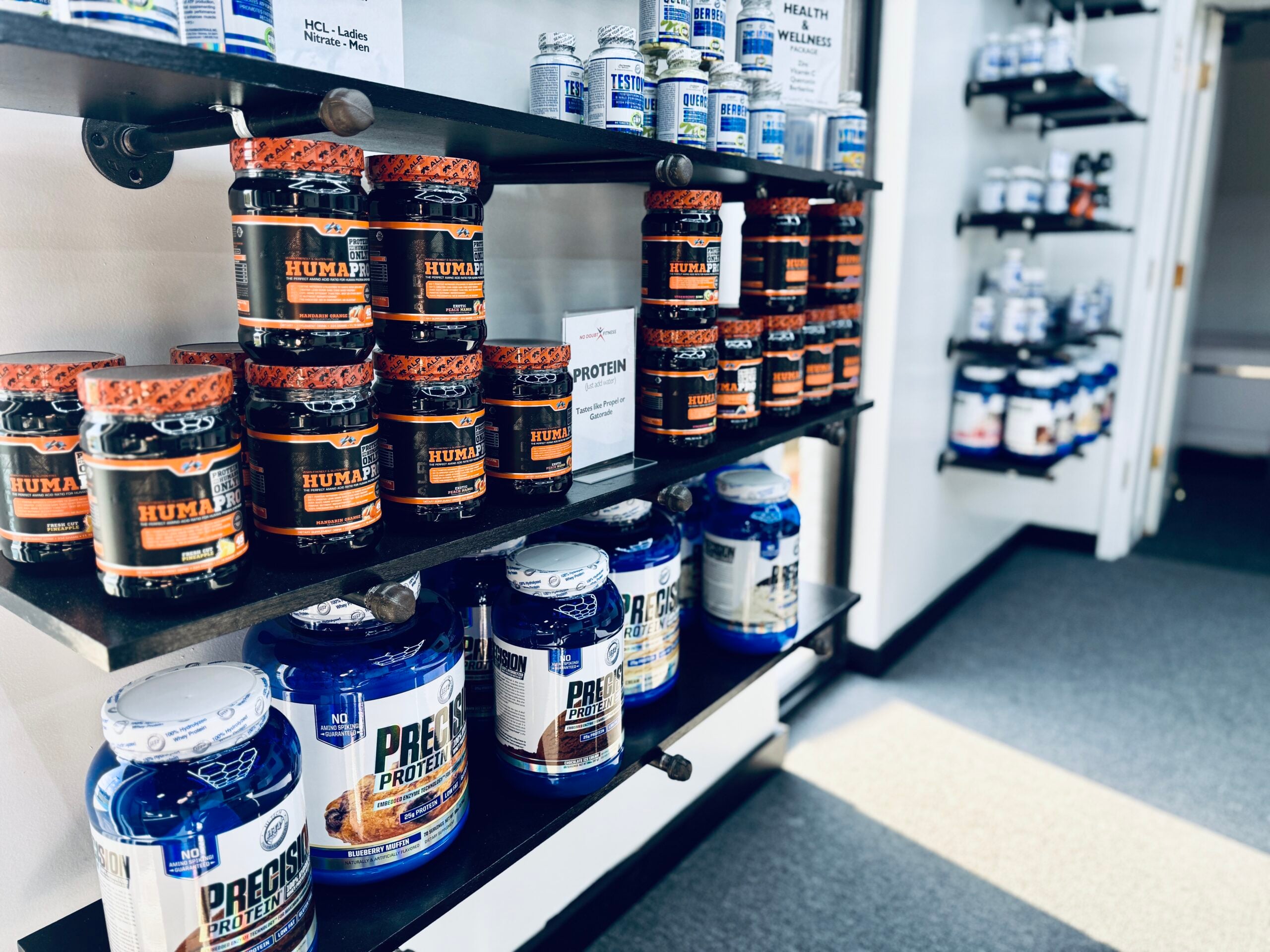 On-site supplement shop with curated products